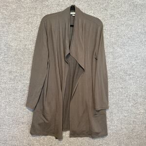 J.Jill Sweater Womens Medium Brown Pure Jill Luxe Tencel Open Front‎ Cardigan